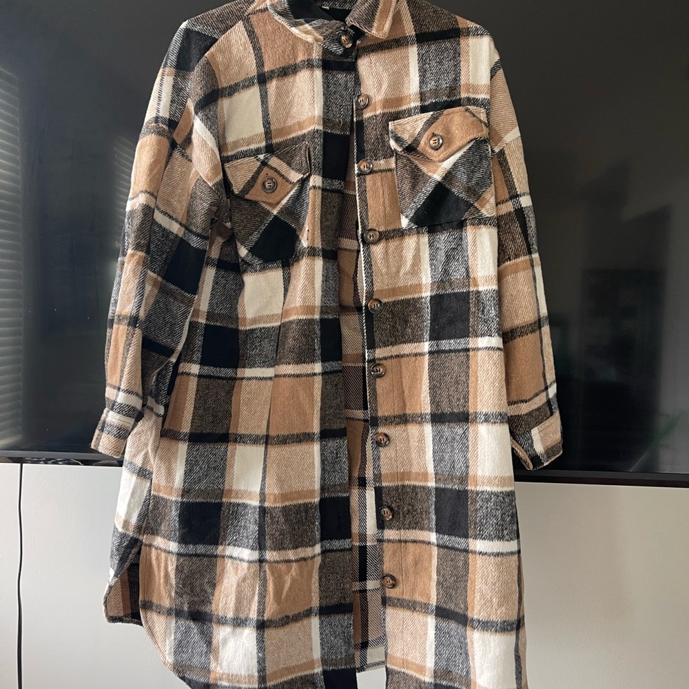 Plaid Button-Up Women's Coat